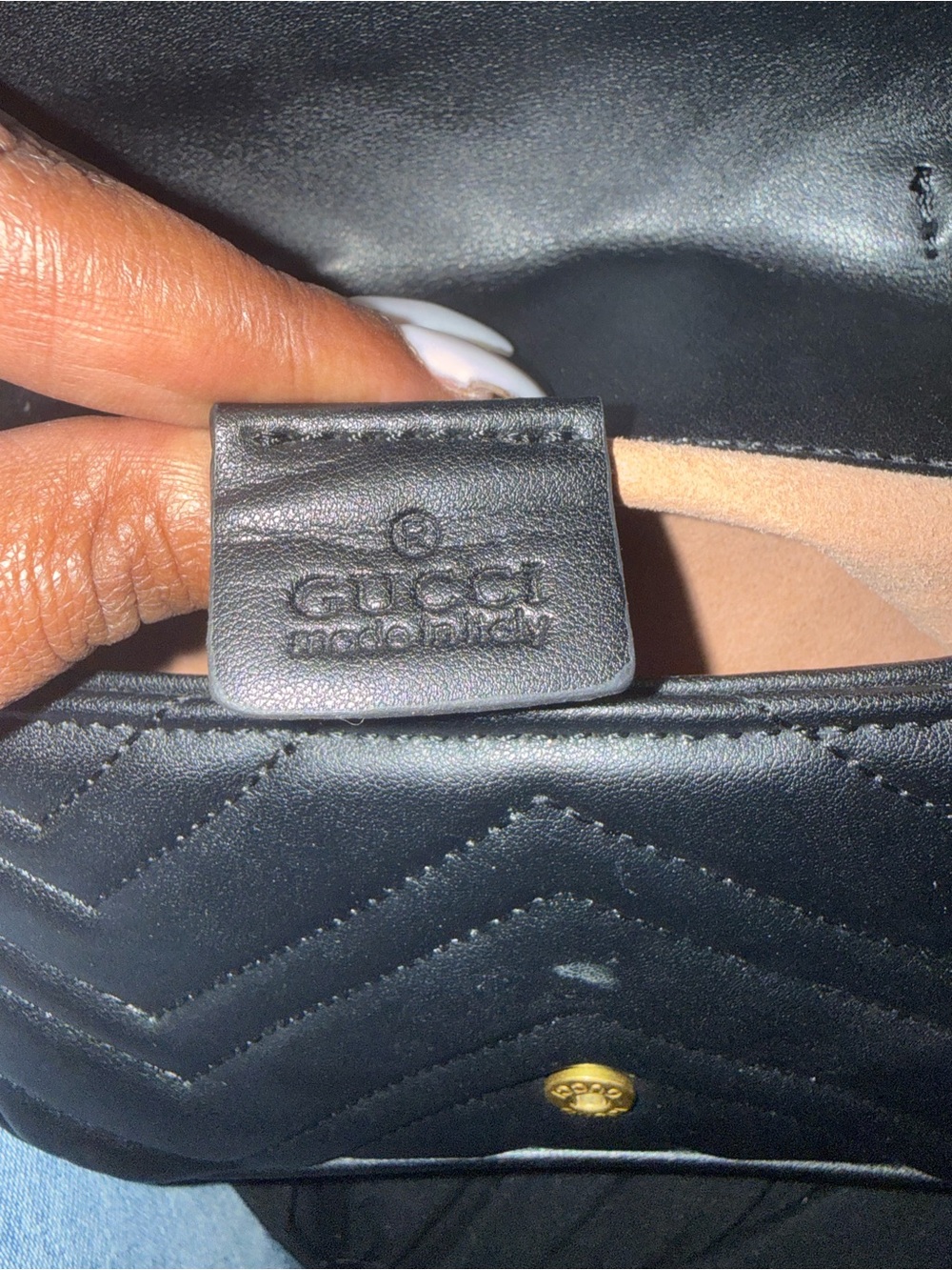 Gucci Black Quilted GG Marmont Crossbody with Gold Chain - Picture 4 of 6